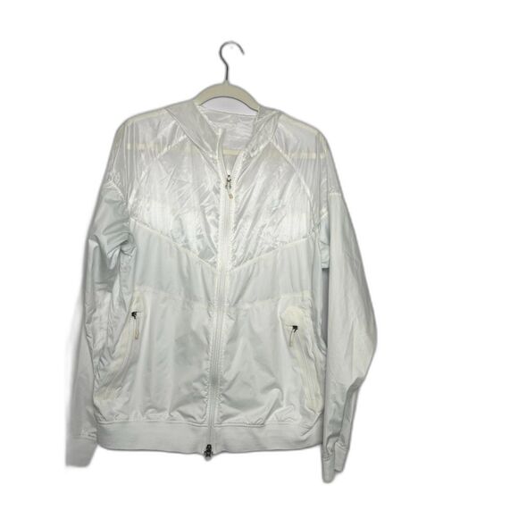 Nike Windrunner Jacket White Sheer Zip Up Hooded Running Windbreaker M Golf - Picture 1 of 4